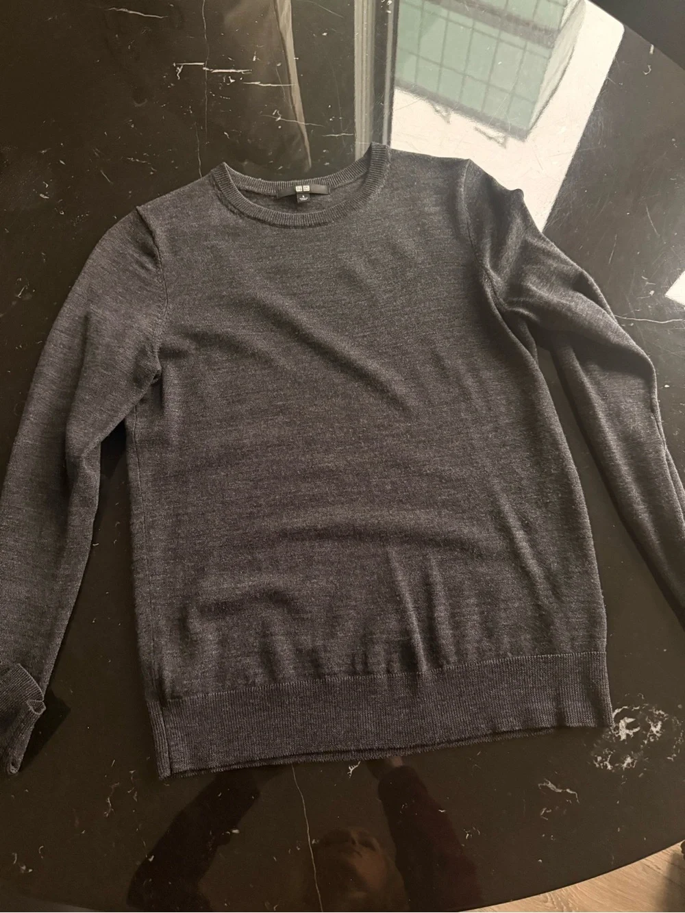Uniqlo Women's Crew Neck Sweater - Dark Charcoal Gray - Picture 2 of 2
